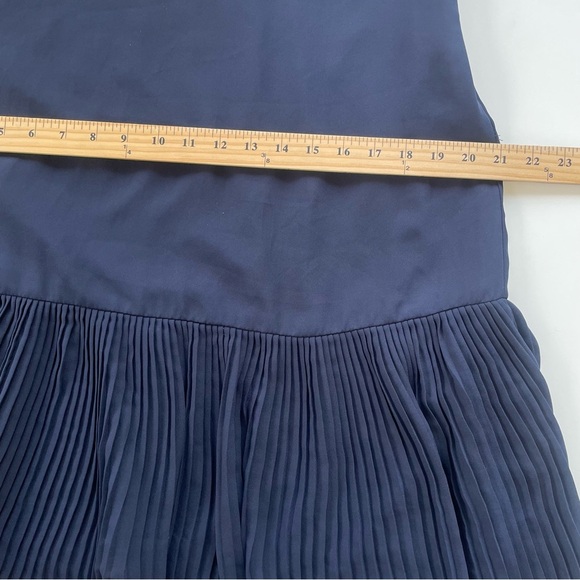Nanette Nanette Lepore Navy Blue Sleeveless Drop Waist Pleated Dress Size 12 - Picture 11 of 12